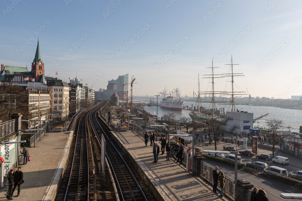 City panorama view of Hamburg, Germany