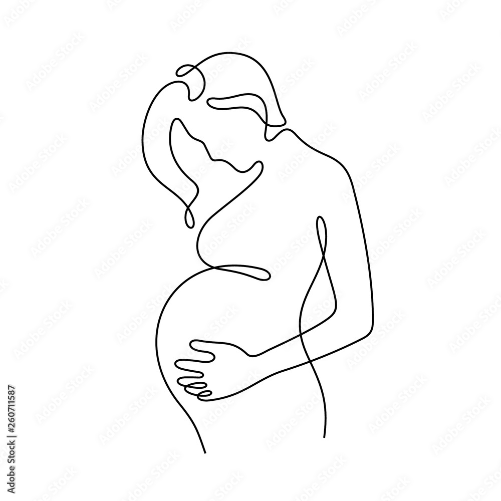 Pregnant woman continuous line vector illustration Pregnant woman continuous line vector illustration