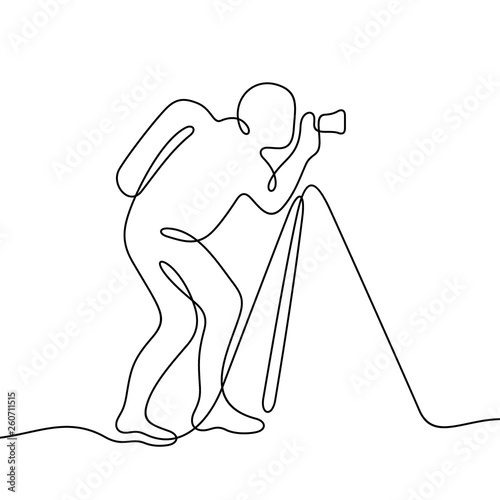 Photographer continuous line vector illustration