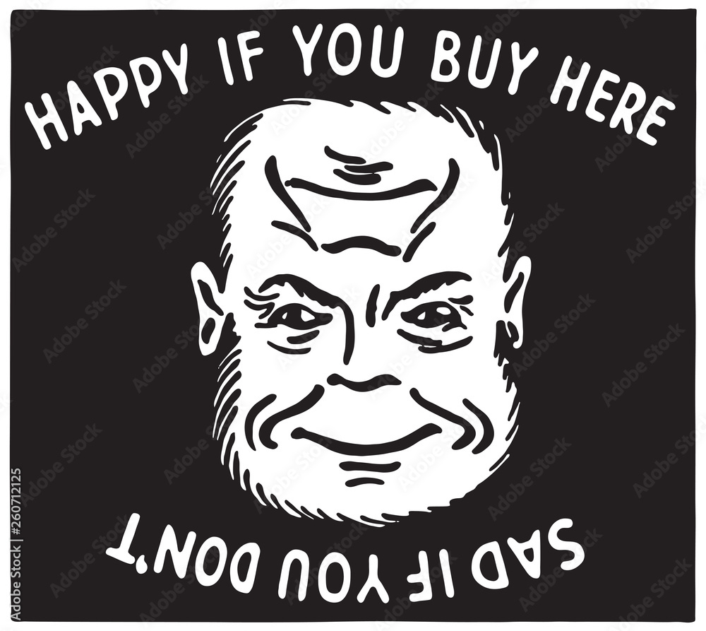 Happy If You Buy Here - Retro Ad Art Banner Happy If You Buy Here - Retro Ad Art Banner