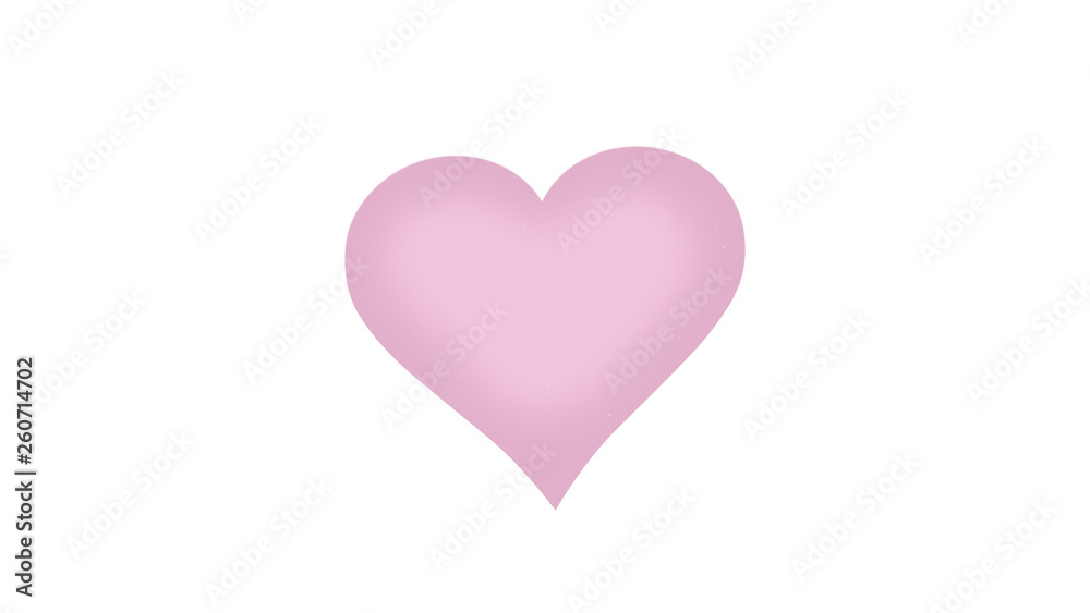 Pink heart is isolated on white background. One large, whole heart.