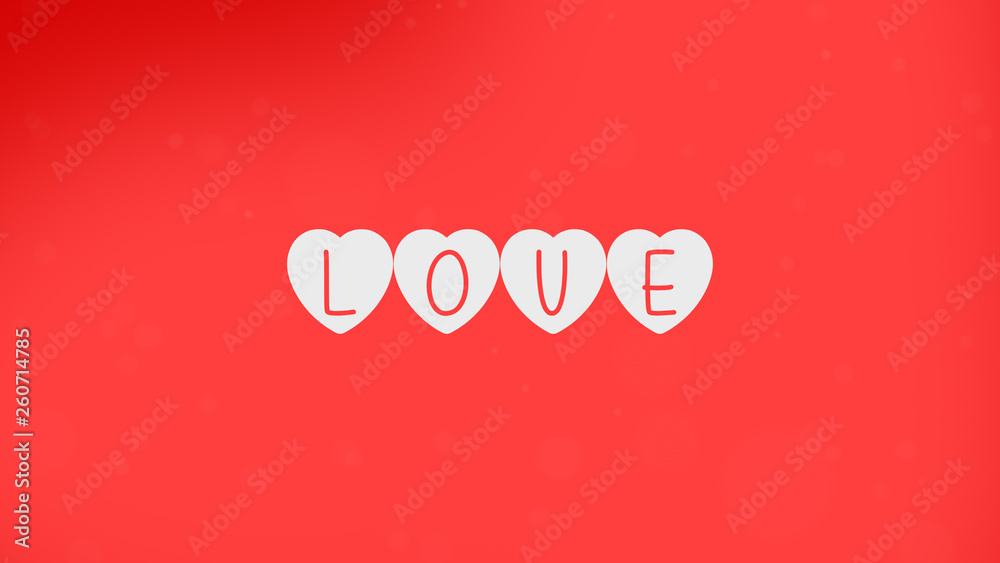 Love you Love confession. The incription is inside little cute white hearts. Red background.