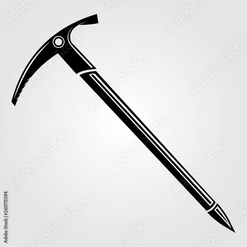 Ice axe icon isolated on white background. Vector illustration.