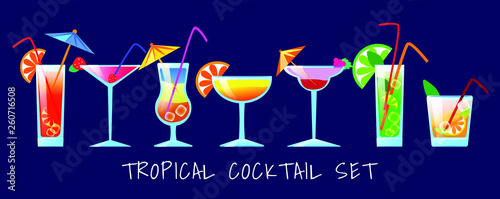 Abstract background with cocktail set for summer bar, cafe, restaurant.