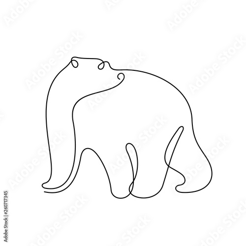 Polar bear continuous line vector illustration