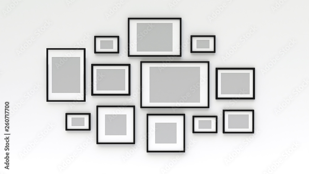 Photo frame on wall (3d rendering)