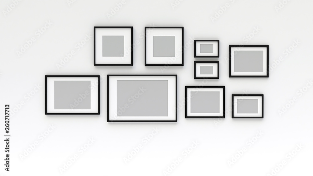 Photo frame on wall (3d rendering) Photo frame on wall (3d rendering)