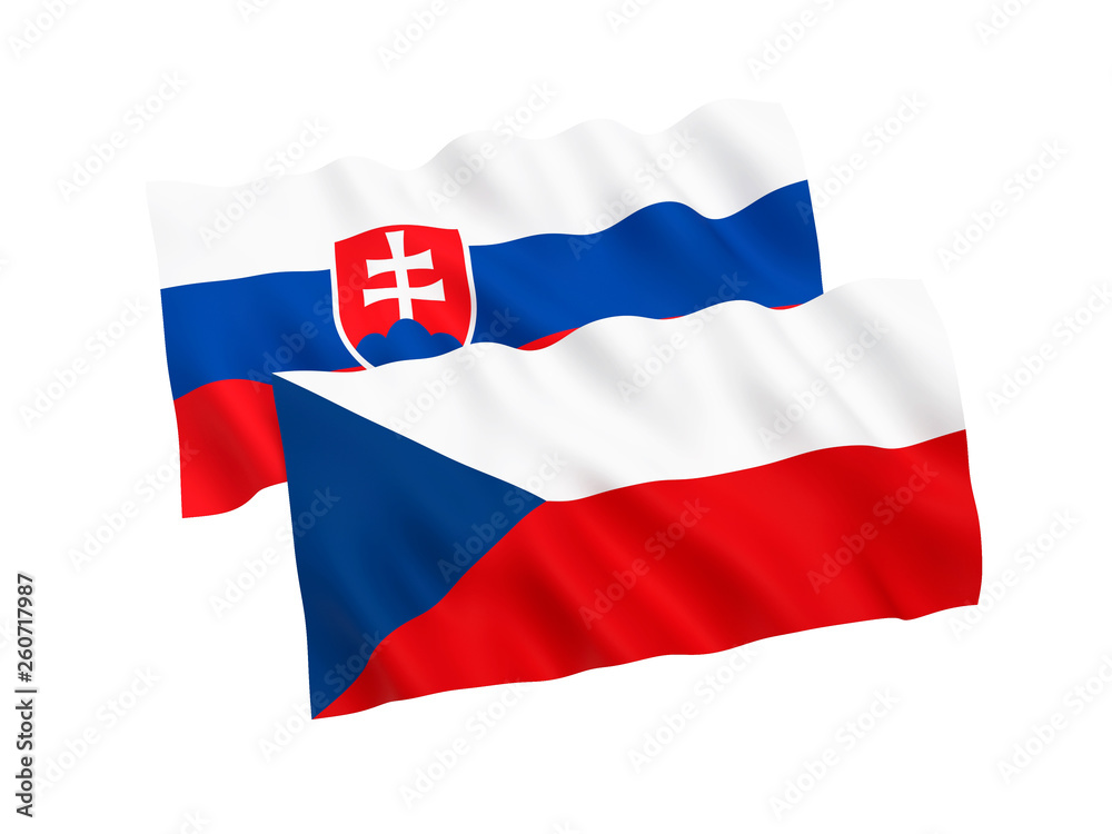 Flags of Czech Republic and Slovakia on a white background Flags of Czech Republic and Slovakia on a white background