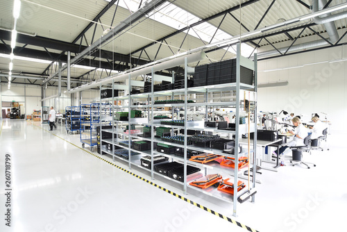 modern industrial factory for the production of electronic components - machinery, interior and equipment of the production hall