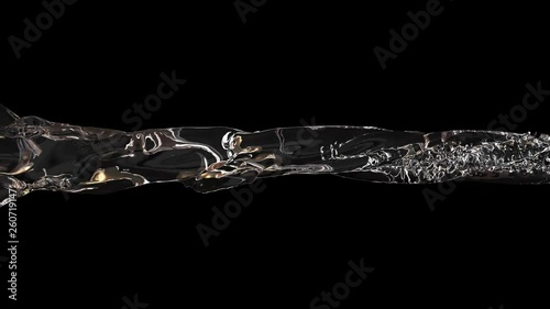 3D animation of a water flow with alpha channel 