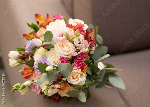 bride bouquet with orange roses