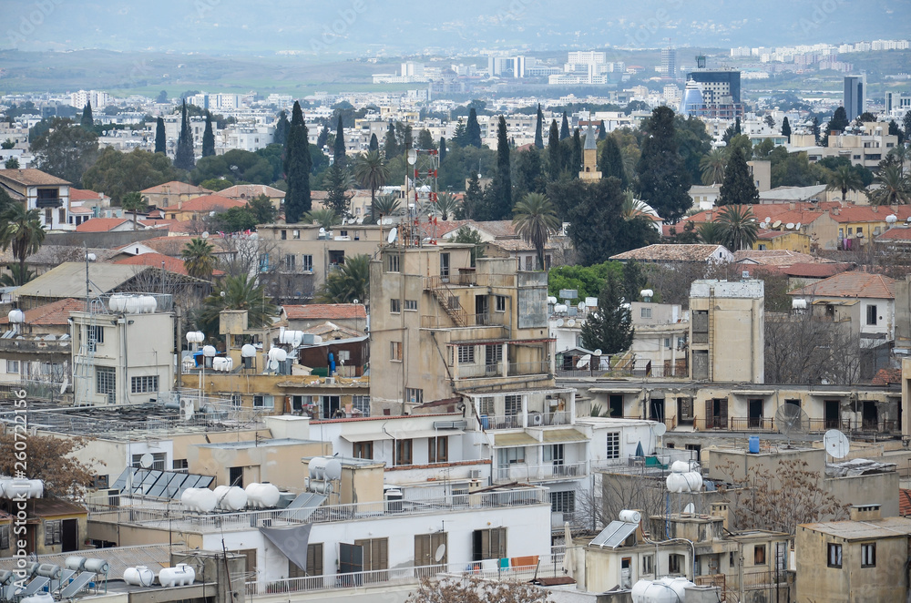 Close up of city view of Nicosia, Cyprus