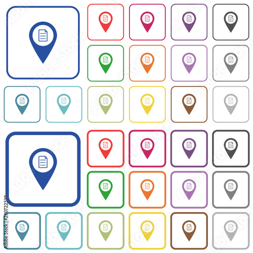 GPS map location details outlined flat color icons
