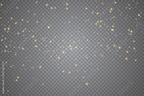 Sparks glitter special light effect. Vector sparkles on transparent background. Christmas abstract pattern. Sparkling magic dust particles.