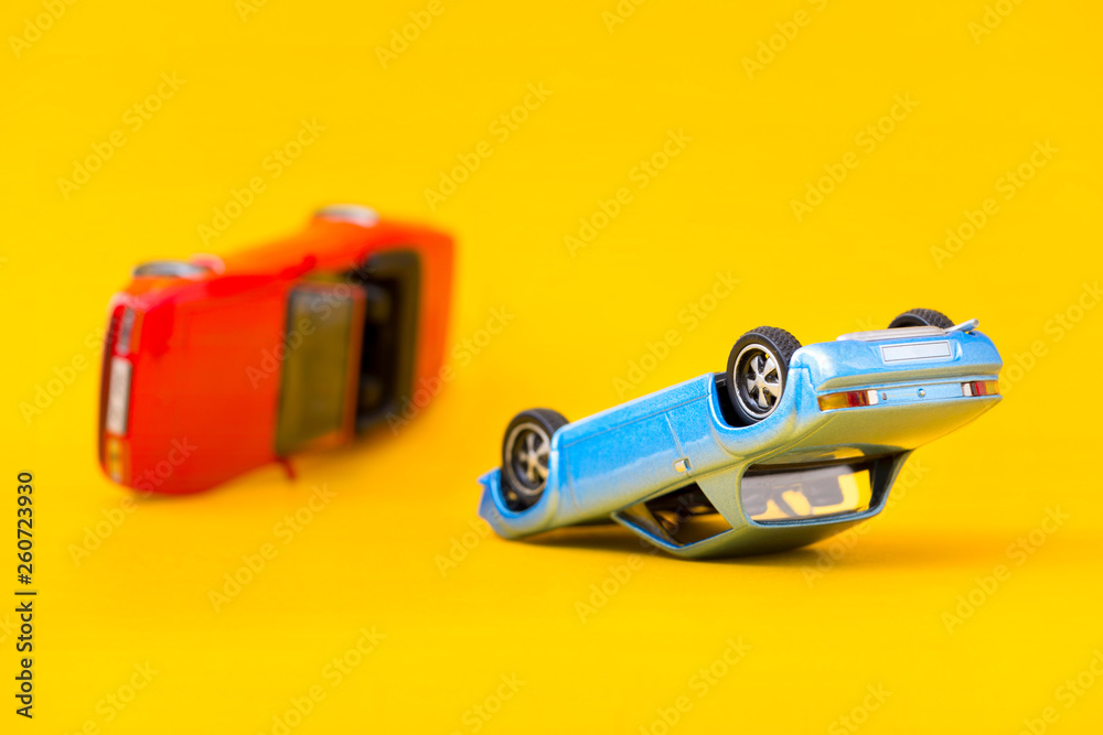 Close up two car accident scene, Car crash insurance. Travel, Transport