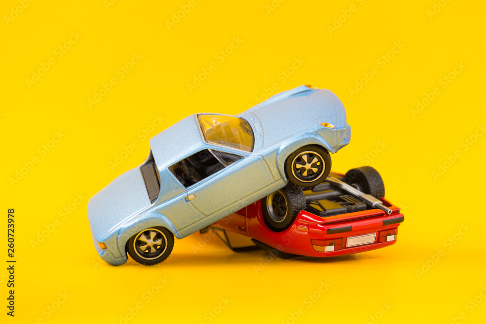 Close up two car accident scene, Car crash insurance. Travel, Transport