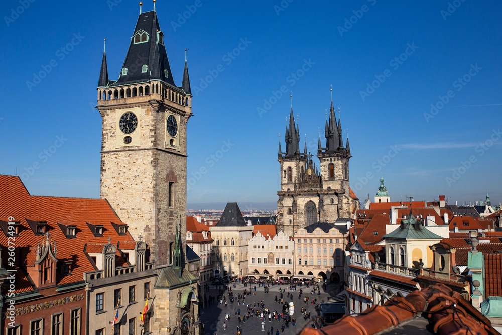 Fototapeta premium Prague,Czech Republic;02242019:views of the old square in prague