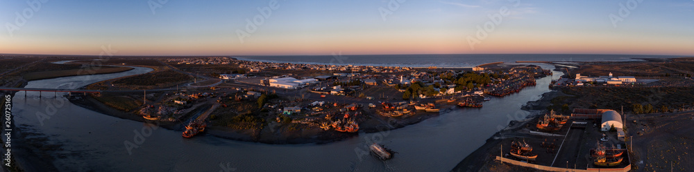 Aerial view of Rawson's port