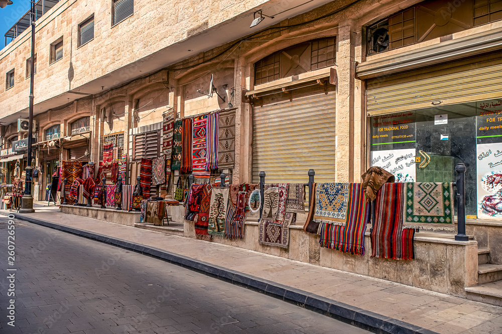 .21/02/2019 Madaba, Jordan, quiet Arab street in the middle of the old city on the market in Ramadan