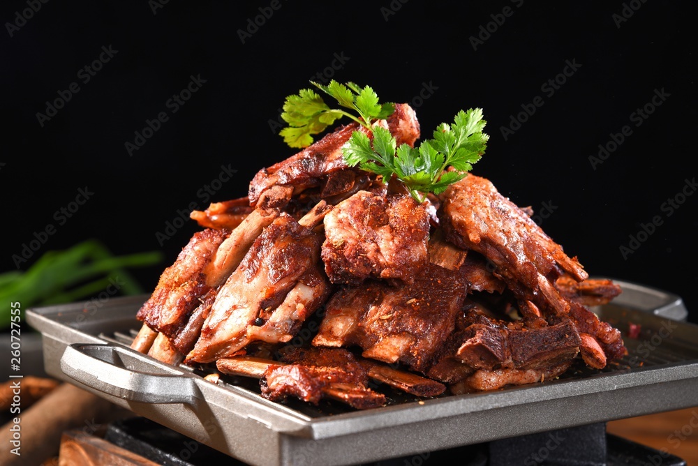 grilled pork ribs on a plate