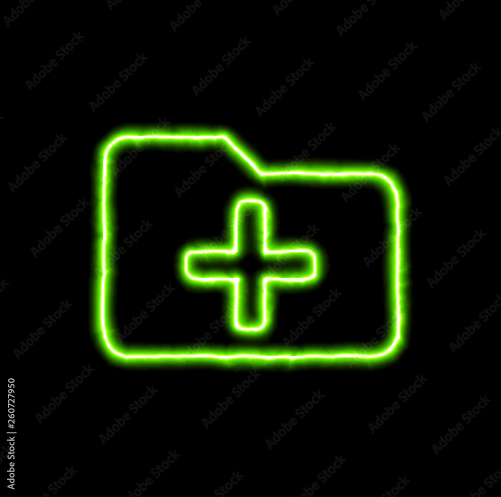green neon symbol folder plus green neon symbol folder plus