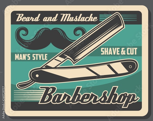 Barbershop mustache and beard razor shaving