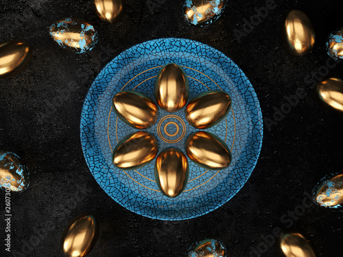 happy easter, easter eggs on a plate
