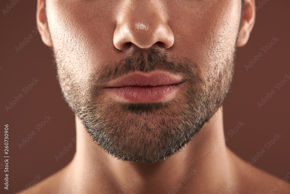 Low face portrait of young bristle man Low face portrait of young bristle man