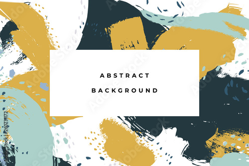 Hand drawn abstract background with artistic brush strokes and paint stains. Vector design for card, banner or social media post.