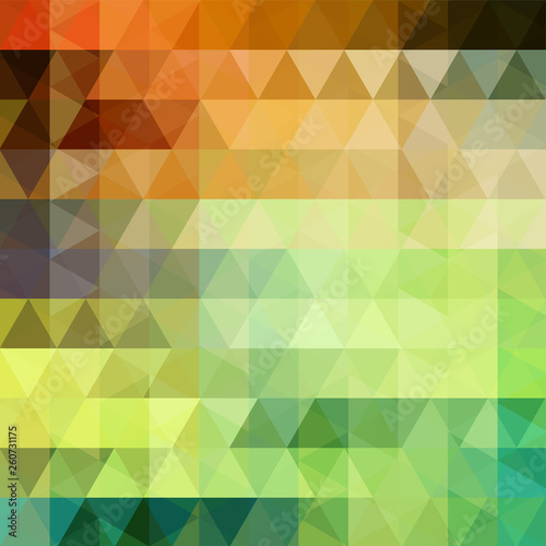 Abstract vector background with green, brown triangles. Geometric vector illustration. Creative design template.
