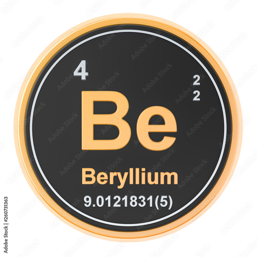 Beryllium Be chemical element. 3D rendering Beryllium Be chemical element. 3D rendering