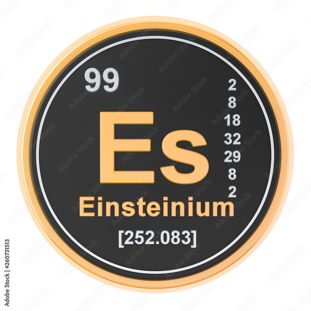 Einsteinium Es chemical element. 3D rendering Einsteinium Es chemical element. 3D rendering