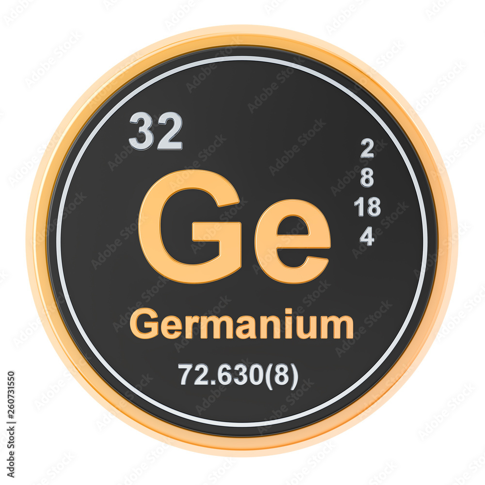 Germanium Ge chemical element. 3D rendering