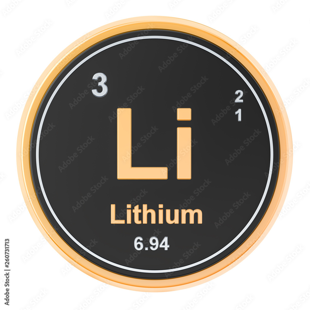 Lithium Li chemical element. 3D rendering Lithium Li chemical element. 3D rendering
