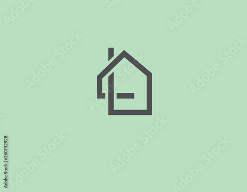 Linear geometric logo house icon for construction company