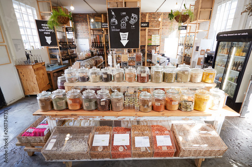 Display Of Spices In Sustainable Plastic Packaging Free Grocery Store photo