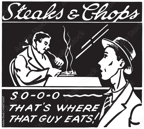Steaks And Chops 5  - Retro Ad Art Banner