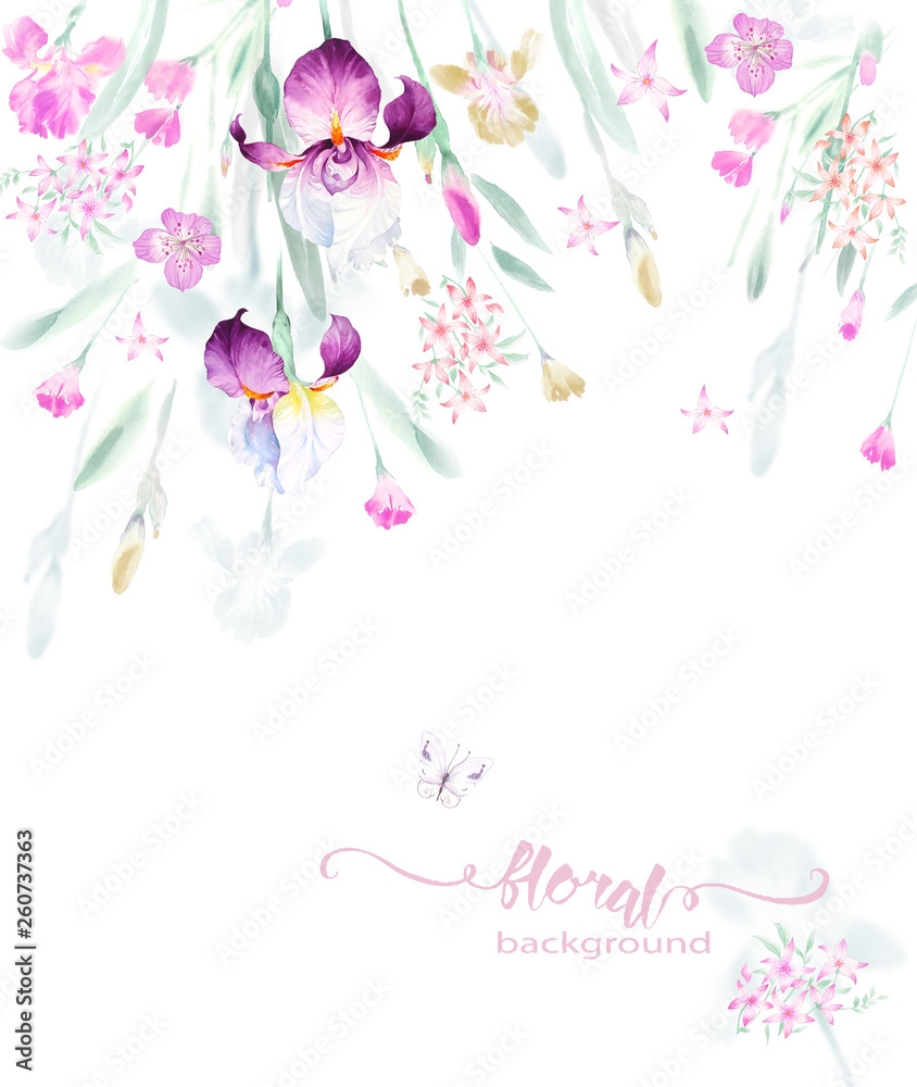 Hand painted floral elements set