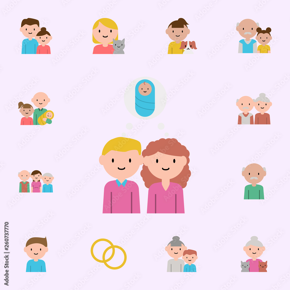 family, parents, baby cartoon icon. family icons universal set for web and mobile