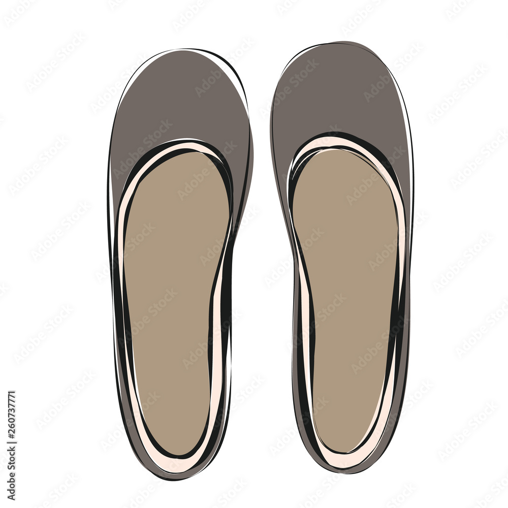 vector, isolated, contour of women's shoes without heels vector, isolated, contour of women's shoes without heels