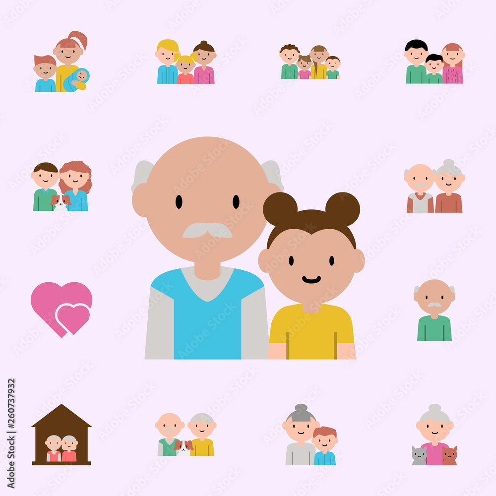 grandfather, granddaughter cartoon icon. family icons universal set for web and mobile