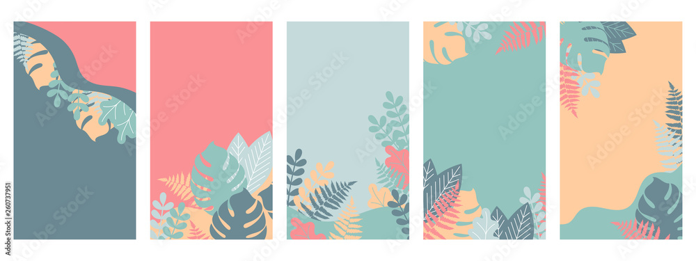 Fototapeta Abstract floral background with copy space for banner, site, cards and social network covers. Vector illustration