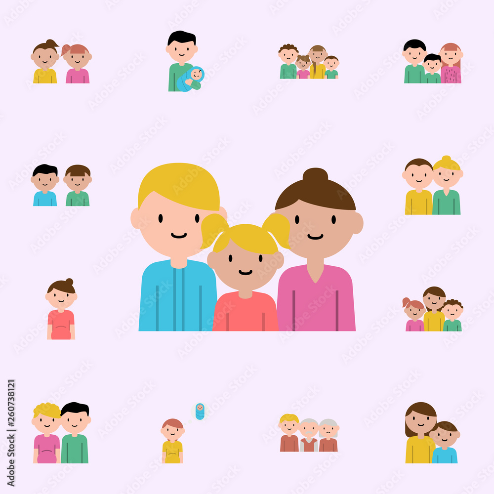 mother, father, daughter cartoon icon. family icons universal set for web and mobile mother, father, daughter cartoon icon. family icons universal set for web and mobile