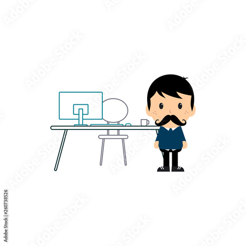 employee worker with work desk