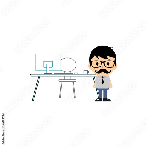 employee worker with work desk