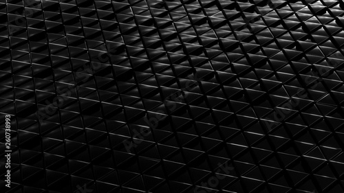 Abstract geometric black Pearl background from small triangles perspective DOF © Anton