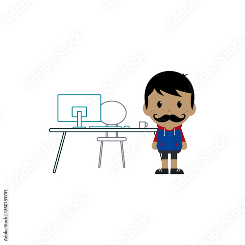 employee worker with work desk
