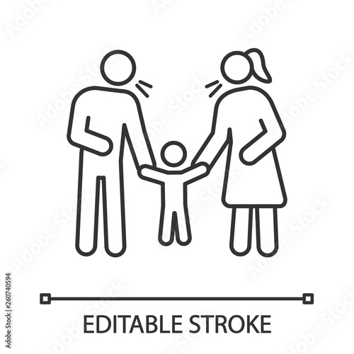 Parents scolding child linear icon