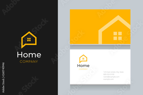 bubble house logo with business card template.  photo