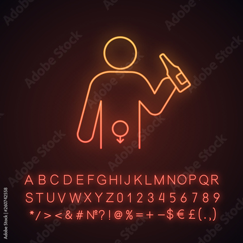 Alcohol abuse neon light icon